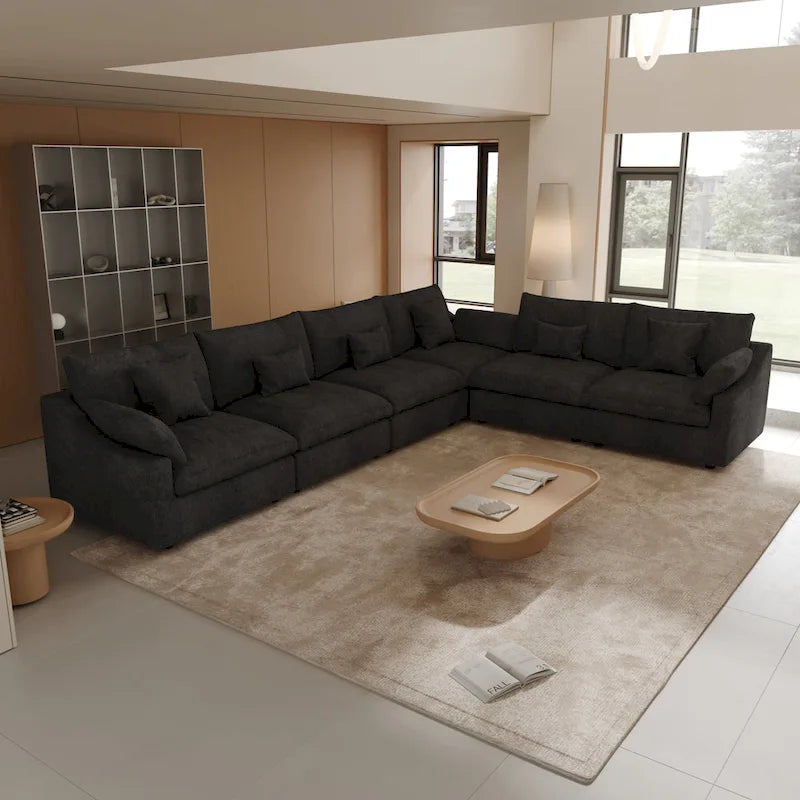 Canapé d'angle en lin de grande taille pour salon