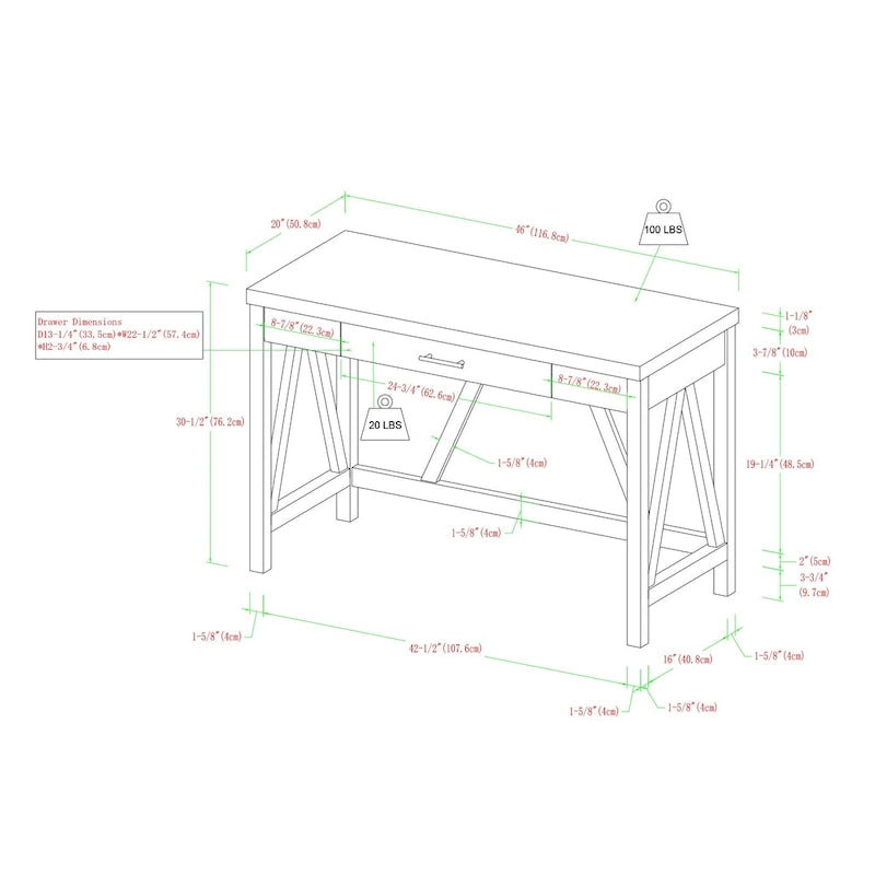 Bureau à écrire sur tréteaux
