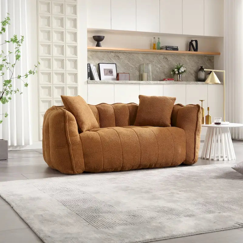 Causeuse d'appoint capitonnée en chenille moderne de 65,1 po avec mousse haute résilience