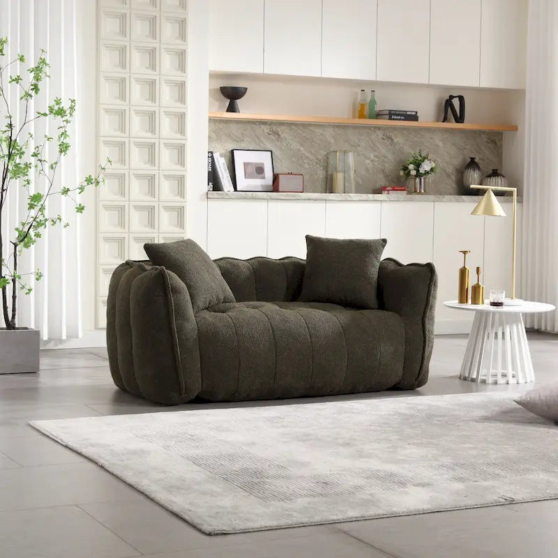 Causeuse d'appoint capitonnée en chenille moderne de 65,1 po avec mousse haute résilience