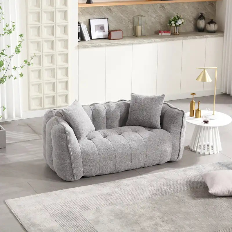 Causeuse d'appoint capitonnée en chenille moderne de 65,1 po avec mousse haute résilience