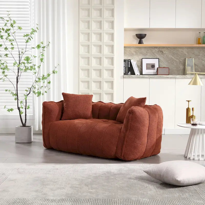 Causeuse d'appoint capitonnée en chenille moderne de 65,1 po avec mousse haute résilience