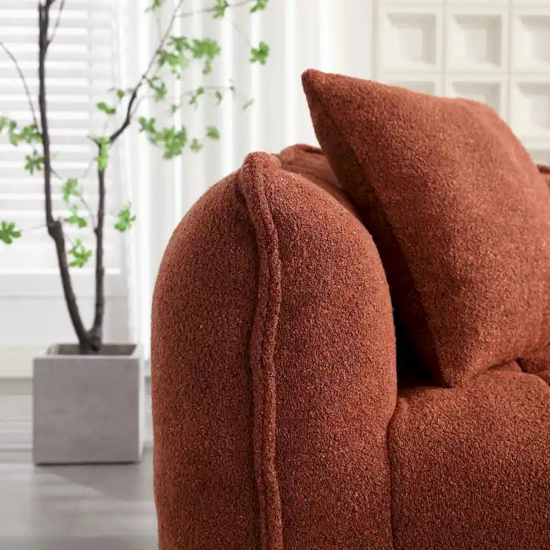 Causeuse d'appoint capitonnée en chenille moderne de 65,1 po avec mousse haute résilience