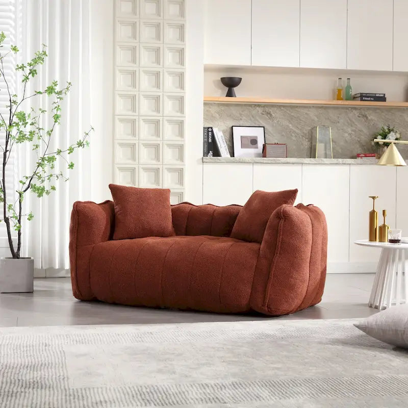 Causeuse d'appoint capitonnée en chenille moderne de 65,1 po avec mousse haute résilience