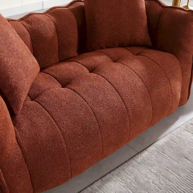 Causeuse d'appoint capitonnée en chenille moderne de 65,1 po avec mousse haute résilience