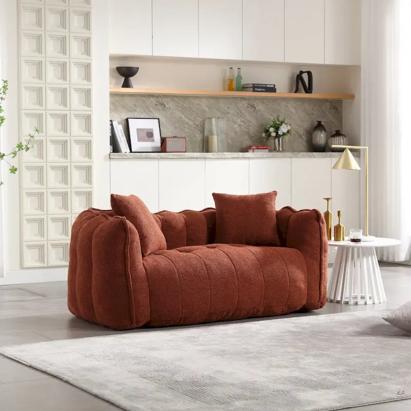 Causeuse d'appoint capitonnée en chenille moderne de 65,1 po avec mousse haute résilience