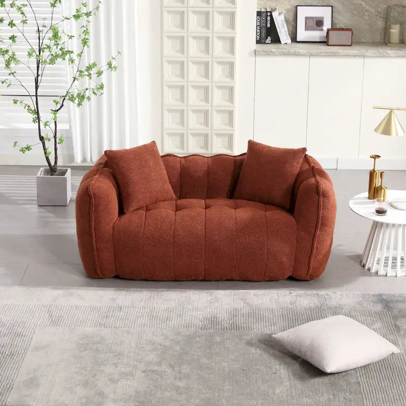 Causeuse d'appoint capitonnée en chenille moderne de 65,1 po avec mousse haute résilience