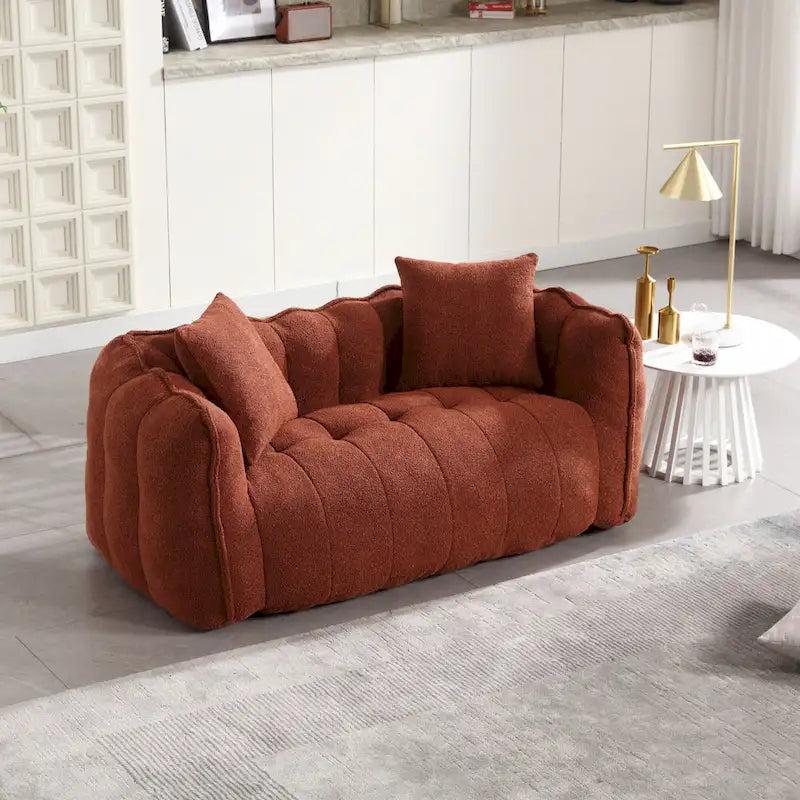 Causeuse d'appoint capitonnée en chenille moderne de 65,1 po avec mousse haute résilience