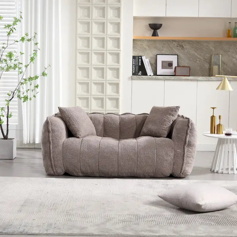 Causeuse d'appoint capitonnée en chenille moderne de 65,1 po avec mousse haute résilience