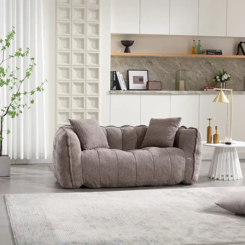 Causeuse d'appoint capitonnée en chenille moderne de 65,1 po avec mousse haute résilience