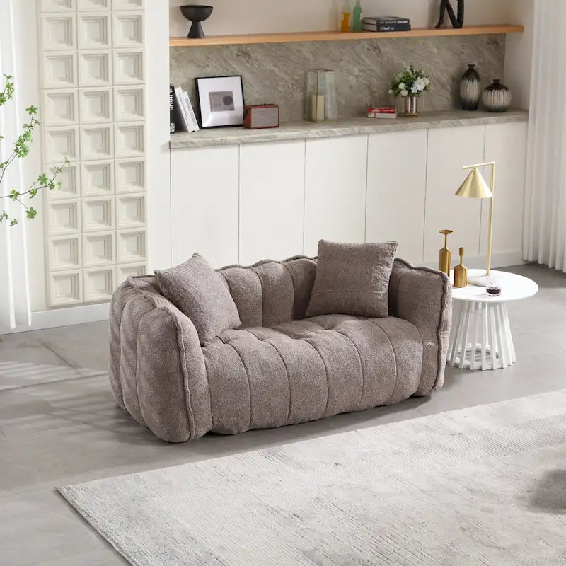 Causeuse d'appoint capitonnée en chenille moderne de 65,1 po avec mousse haute résilience