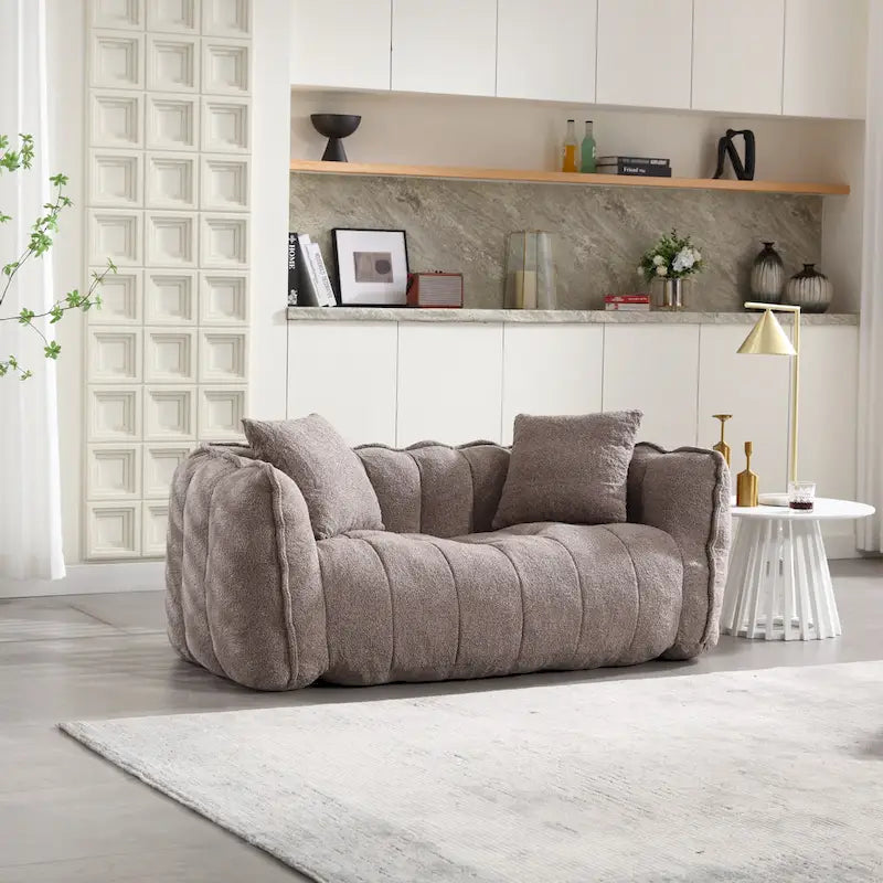 Causeuse d'appoint capitonnée en chenille moderne de 65,1 po avec mousse haute résilience