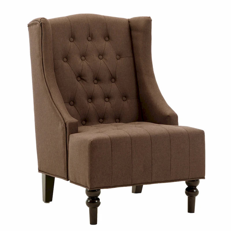 Fauteuil à oreilles avec cadre en bois massif, fauteuil moderne du milieu du siècle, fauteuil d'appoint avec dossier extra-épais