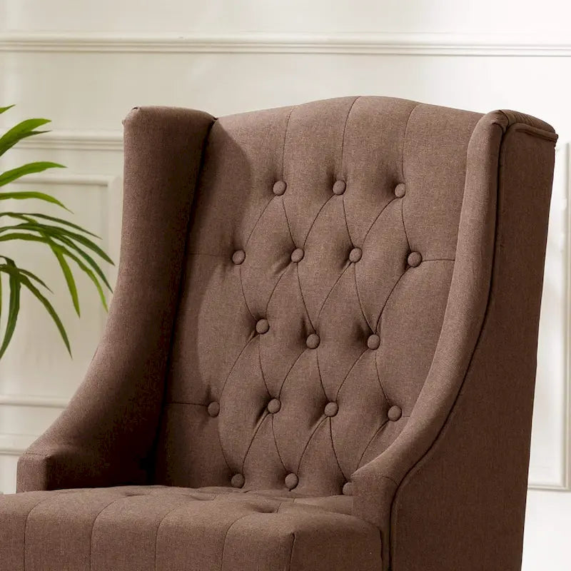 Fauteuil à oreilles avec cadre en bois massif, fauteuil moderne du milieu du siècle, fauteuil d'appoint avec dossier extra-épais
