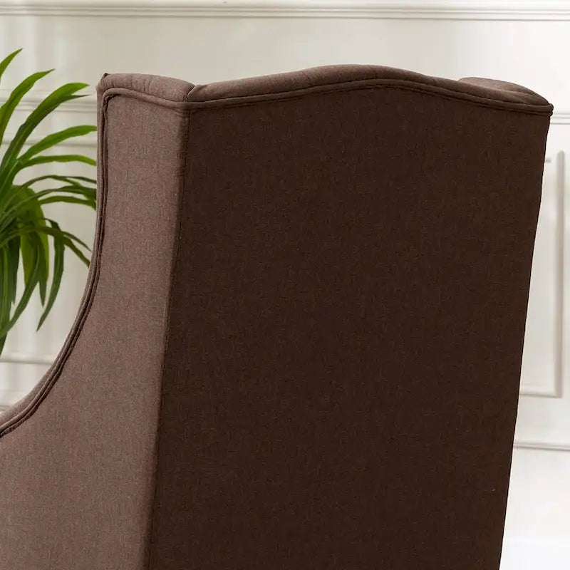 Fauteuil à oreilles avec cadre en bois massif, fauteuil moderne du milieu du siècle, fauteuil d'appoint avec dossier extra-épais