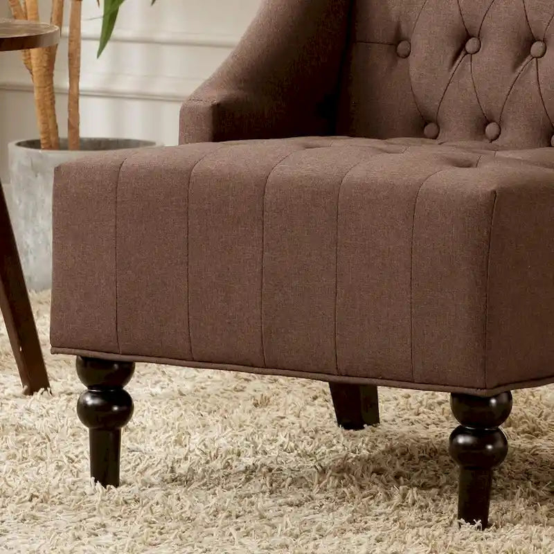 Fauteuil à oreilles avec cadre en bois massif, fauteuil moderne du milieu du siècle, fauteuil d'appoint avec dossier extra-épais