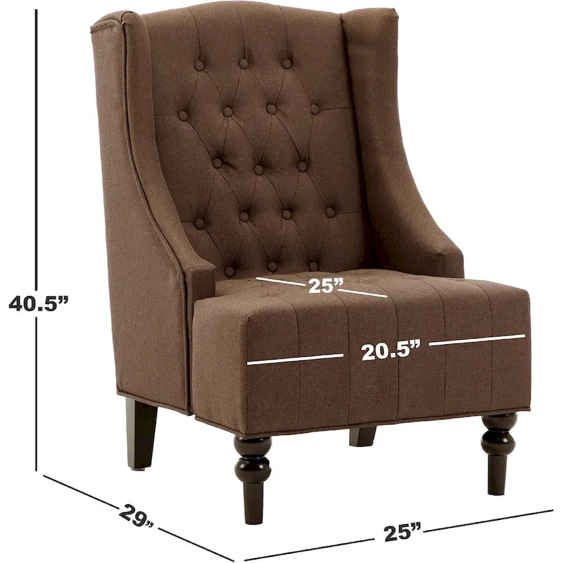 Fauteuil à oreilles avec cadre en bois massif, fauteuil moderne du milieu du siècle, fauteuil d'appoint avec dossier extra-épais