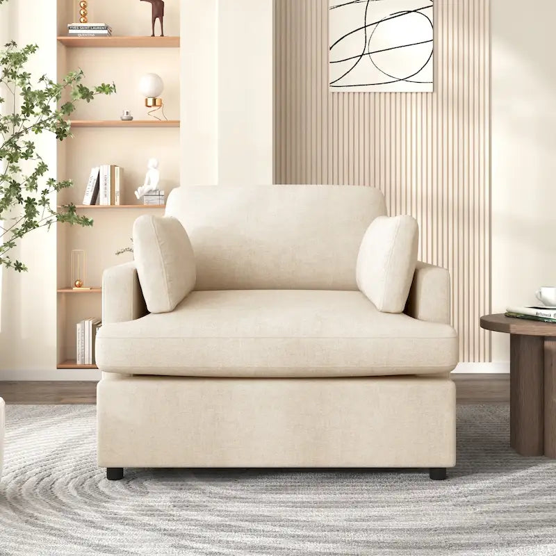 Fauteuil d'appoint surdimensionné - Coussins d'accoudoir confortables, Style neutre polyvalent, Design élégant, Cadre durable