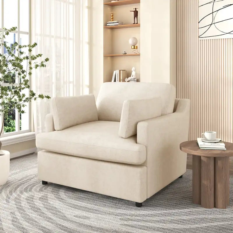 Fauteuil d'appoint surdimensionné - Coussins d'accoudoir confortables, Style neutre polyvalent, Design élégant, Cadre durable