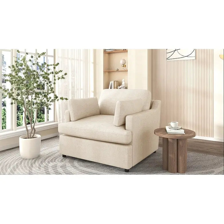 Fauteuil d'appoint surdimensionné - Coussins d'accoudoir confortables, Style neutre polyvalent, Design élégant, Cadre durable