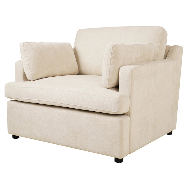 Fauteuil d'appoint surdimensionné - Coussins d'accoudoir confortables, Style neutre polyvalent, Design élégant, Cadre durable