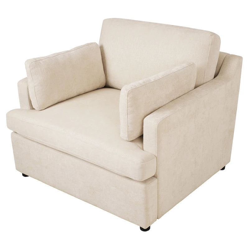 Fauteuil d'appoint surdimensionné - Coussins d'accoudoir confortables, Style neutre polyvalent, Design élégant, Cadre durable
