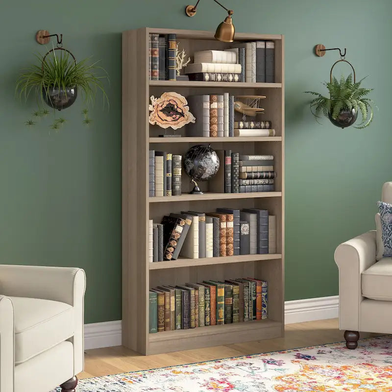 Bibliothèque à 5 étagères, haute et de rangement