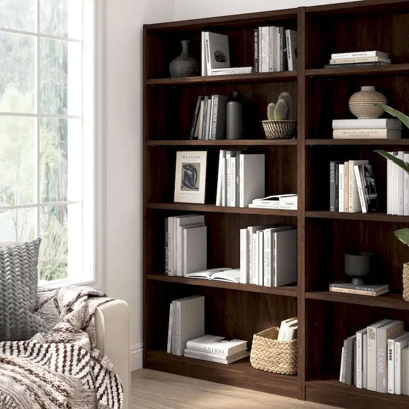 Bibliothèque à 5 étagères, haute et de rangement