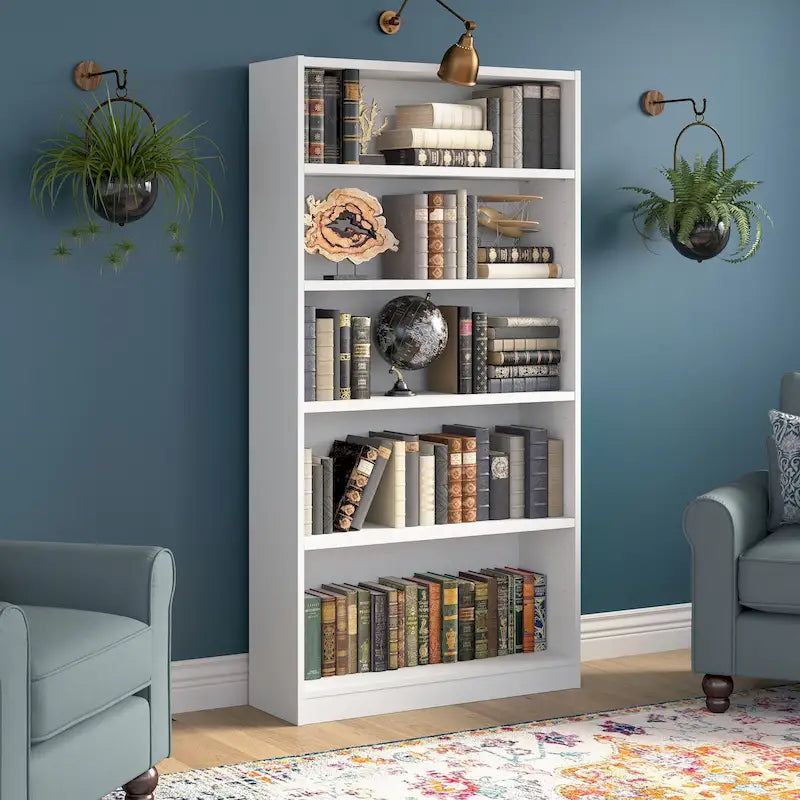 Bibliothèque à 5 étagères, haute et de rangement