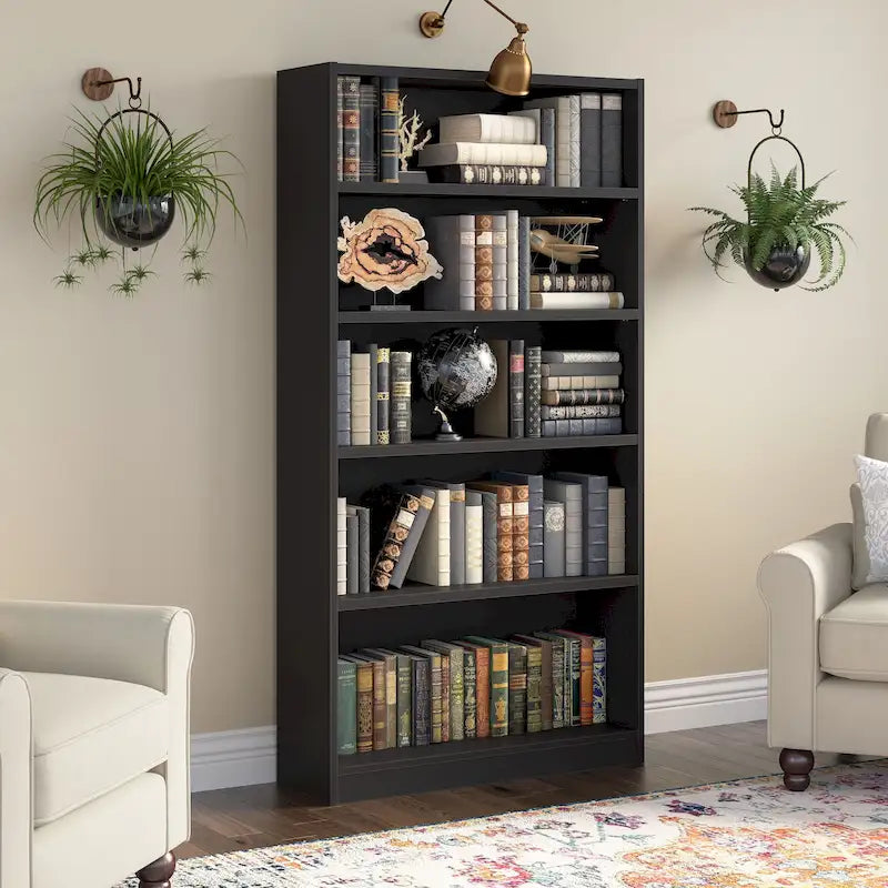 Bibliothèque à 5 étagères, haute et de rangement