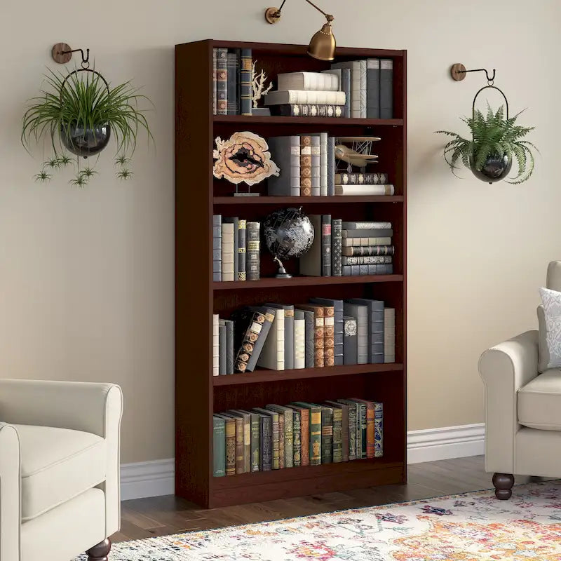 Bibliothèque à 5 étagères, haute et de rangement