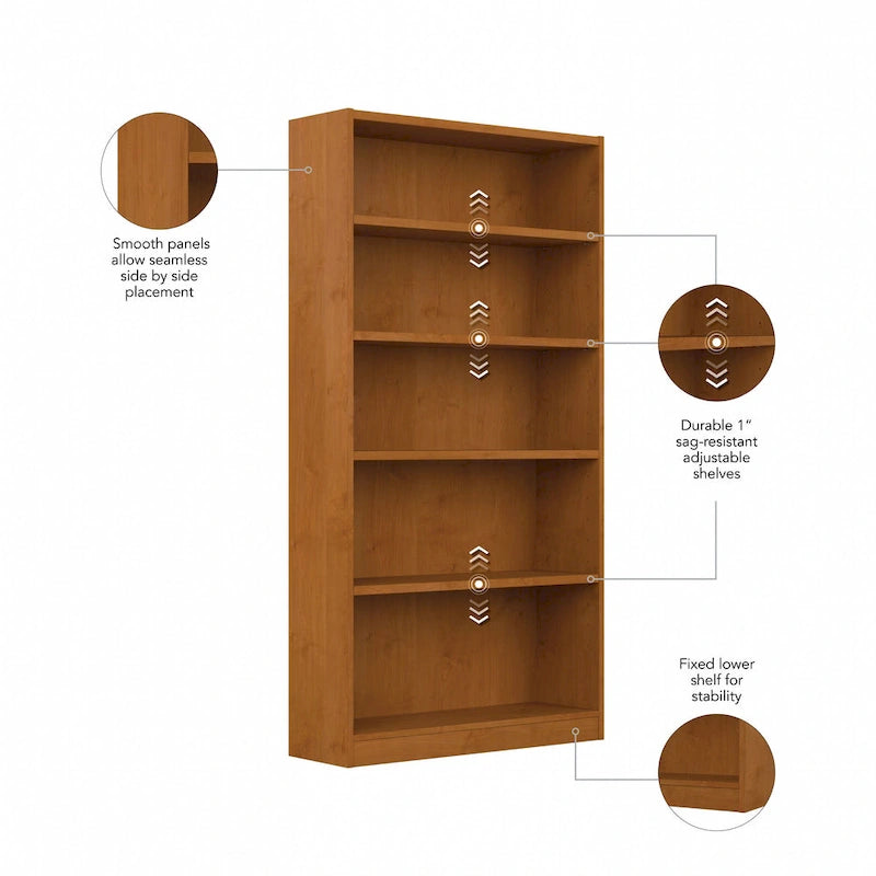 Bibliothèque à 5 étagères, haute et de rangement