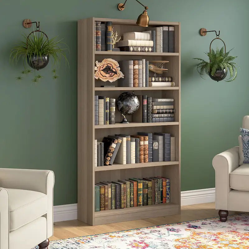Bibliothèque à 5 étagères, haute et de rangement