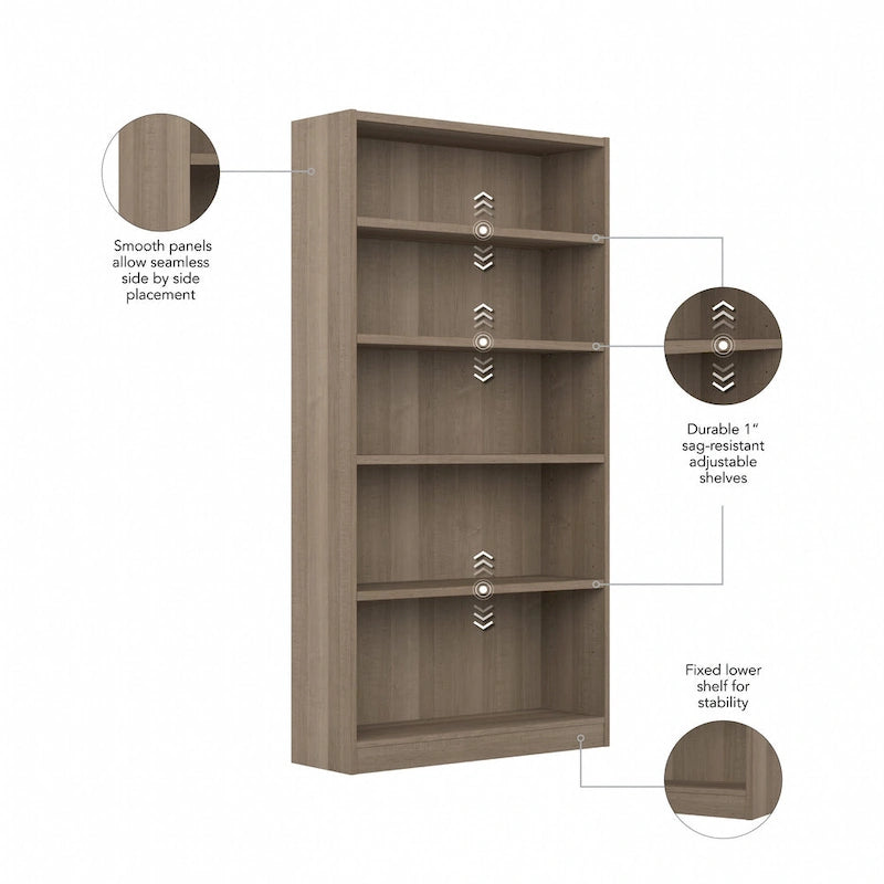 Bibliothèque à 5 étagères, haute et de rangement