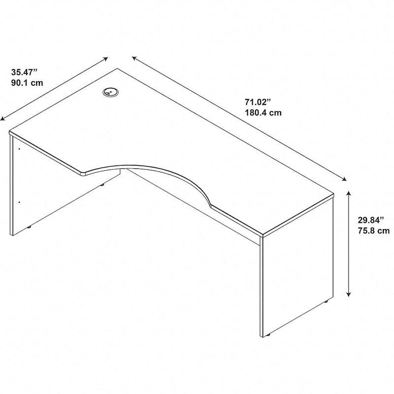 Bureau d'angle pour gaucher de 72 po