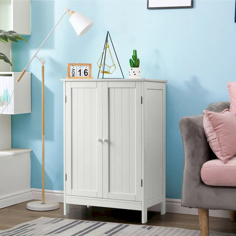 Meuble de rangement de salle de bain au sol avec double porte, armoire de cuisine, meuble à chaussures