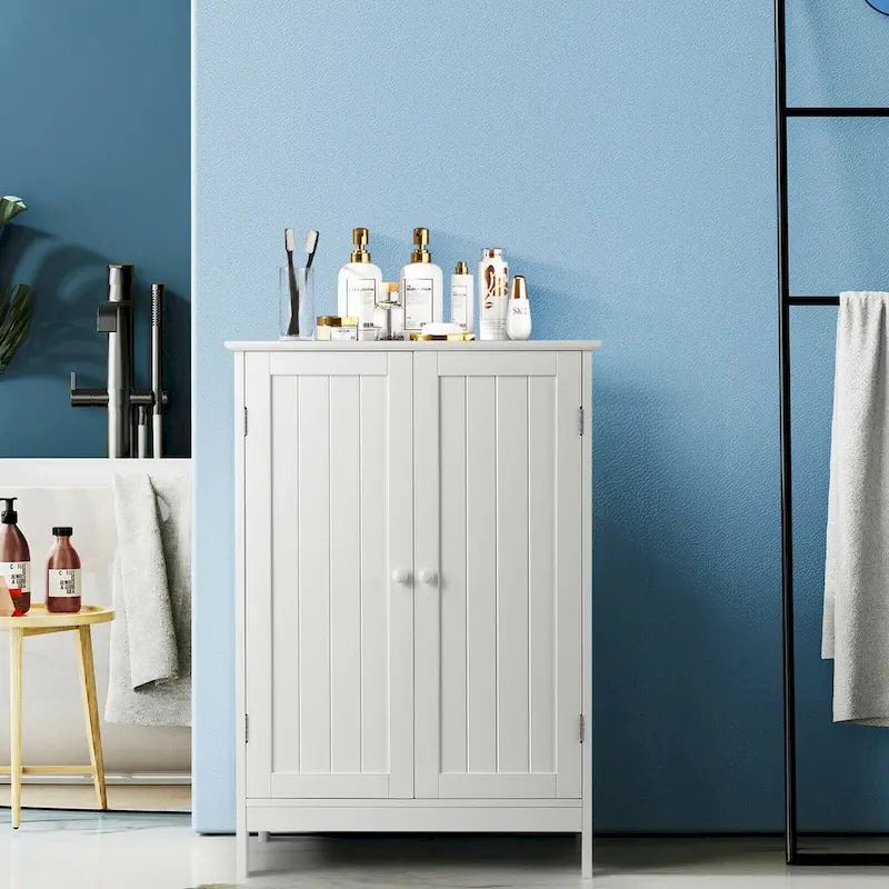 Meuble de rangement de salle de bain au sol avec double porte, armoire de cuisine, meuble à chaussures
