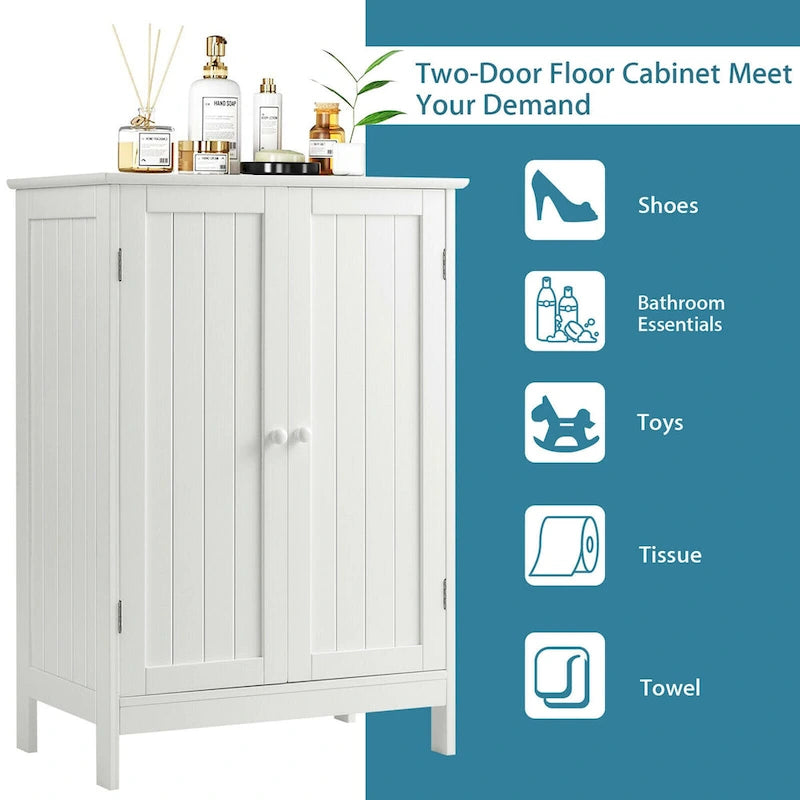 Meuble de rangement de salle de bain au sol avec double porte, armoire de cuisine, meuble à chaussures