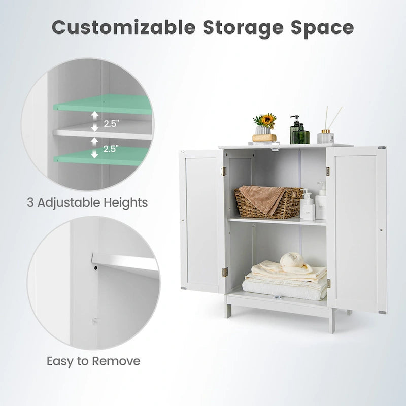 Meuble de rangement de salle de bain au sol avec double porte, armoire de cuisine, meuble à chaussures