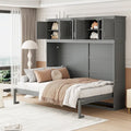 Lit mural multifonction gris Queen Size avec armoires supérieures