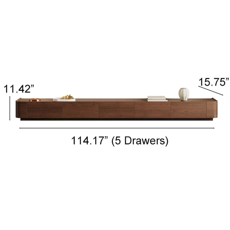 Meuble TV moderne du milieu du siècle, 4 à 6 tiroirs, console multimédia en bois massif brun