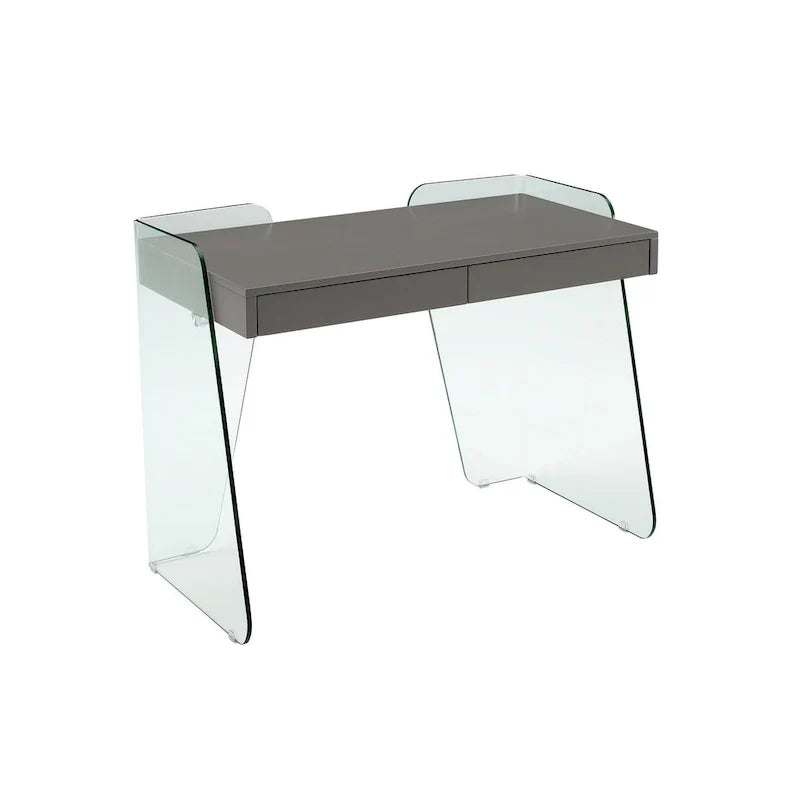 Bureau ARCHIE avec plateau en verre transparent.