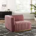 Fauteuil d'angle gauche en velours de performance capitonné Channel