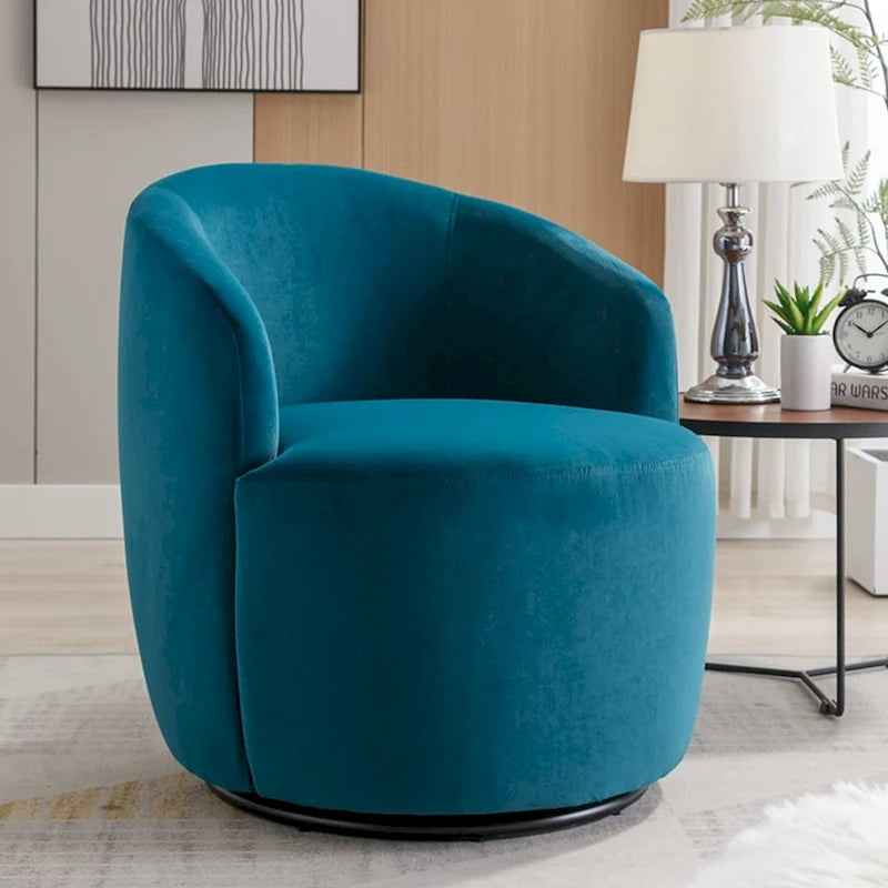 Fauteuil d'appoint pivotant en velours avec anneau thermolaqué