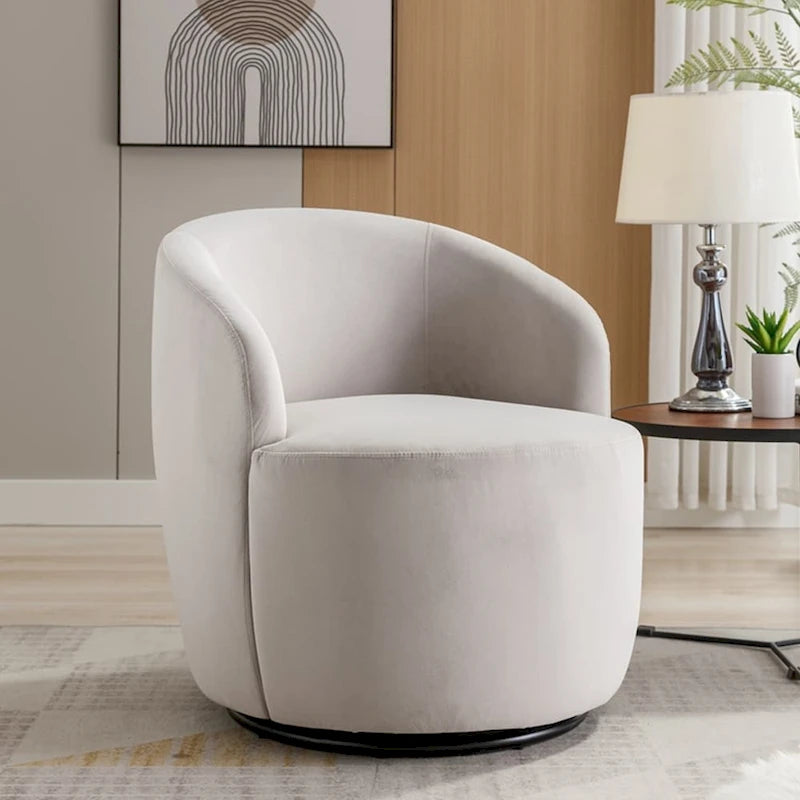 Fauteuil d'appoint pivotant en velours avec anneau thermolaqué