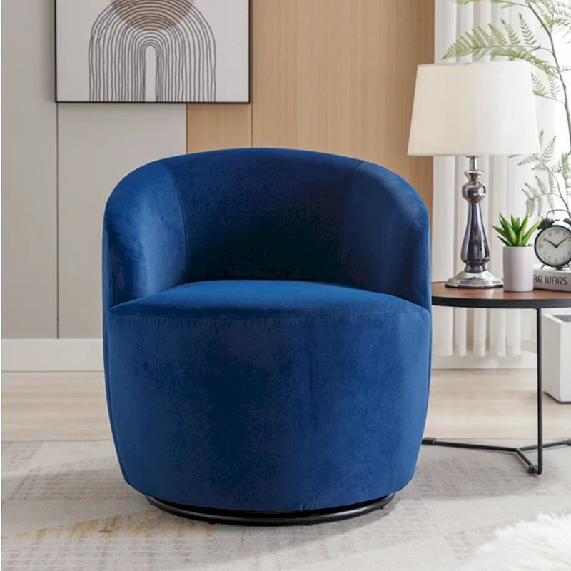 Fauteuil d'appoint pivotant en velours avec anneau thermolaqué