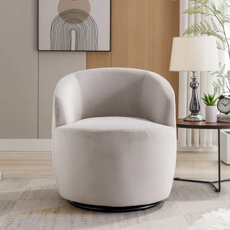 Fauteuil d'appoint pivotant en velours avec anneau thermolaqué