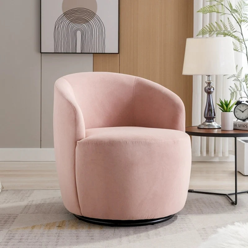 Fauteuil d'appoint pivotant en velours avec anneau thermolaqué
