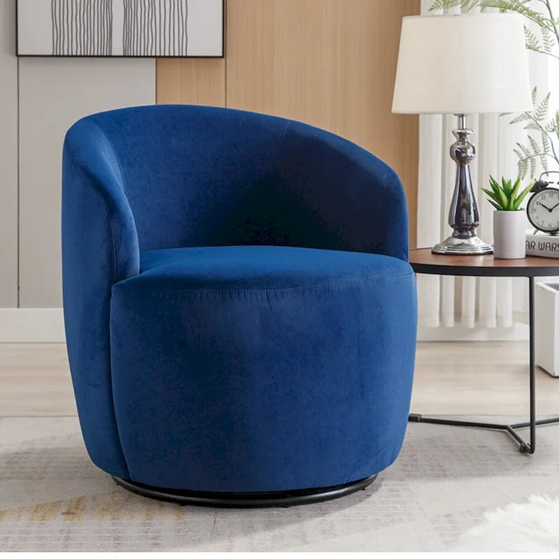 Fauteuil d'appoint pivotant en velours avec anneau thermolaqué
