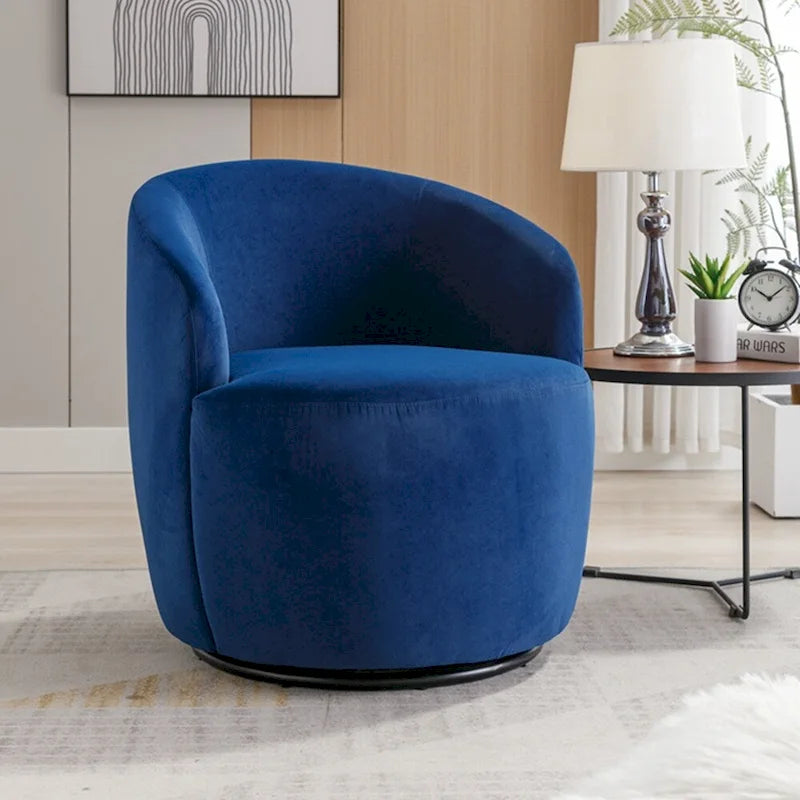 Fauteuil d'appoint pivotant en velours avec anneau thermolaqué